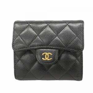 CHANEL Authentic Black Caviar Leather Wallet